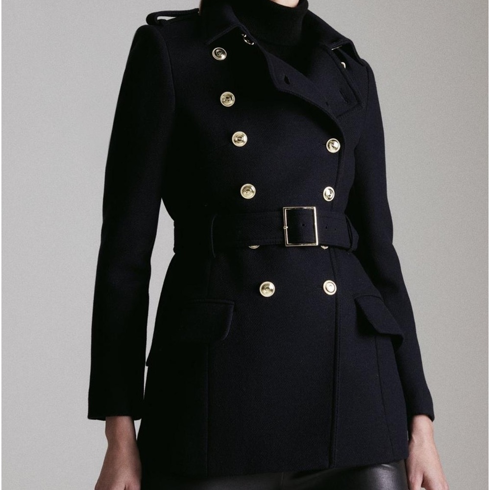 Karen Millen Military Italian Wool Blend Coat size 8 us 12uk